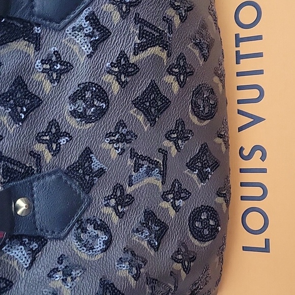 LOUIS VUITTON M40243 Monogram Eclipse Speedy30 Sequin Handbag Canvas Black - Picture 3 of 9
